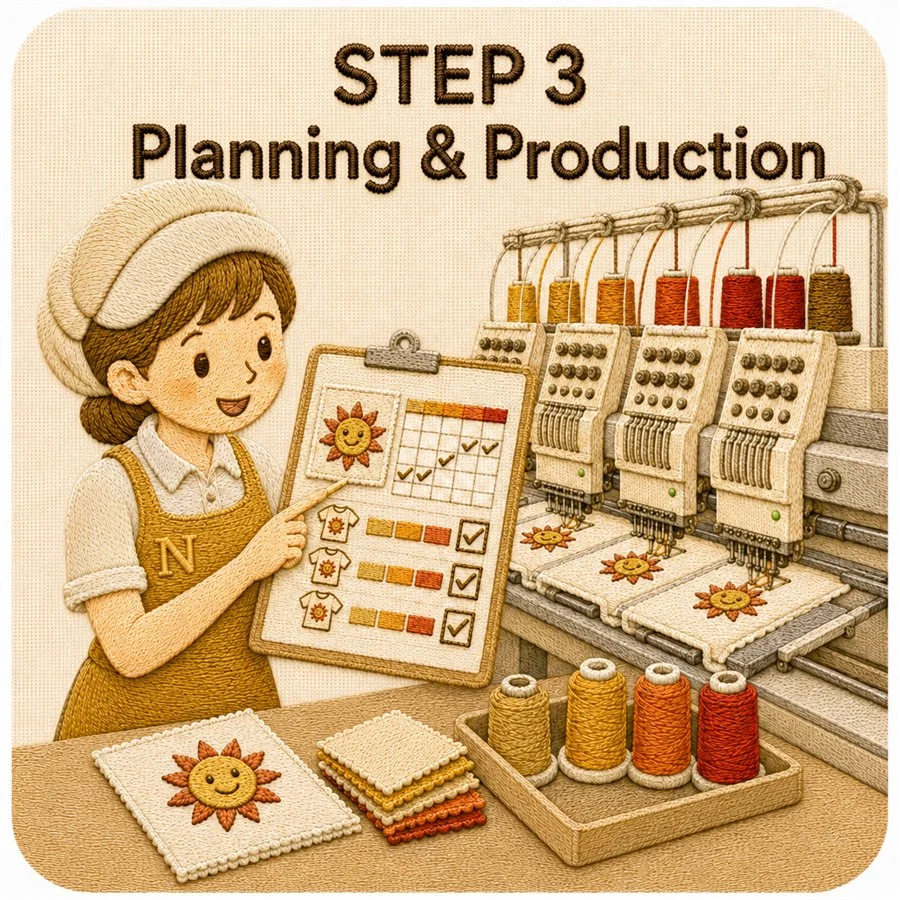 STEP 3 — ผลิต & ปักงาน